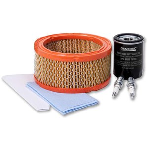 maintenance kit consisting of an air filter, oil filter, and spark plug.