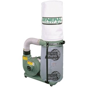 General International dust collector with a solid bag top and plastic bag bottom.