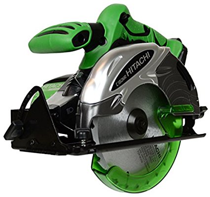 Profile image of Hitachi's green cordless circular saw.