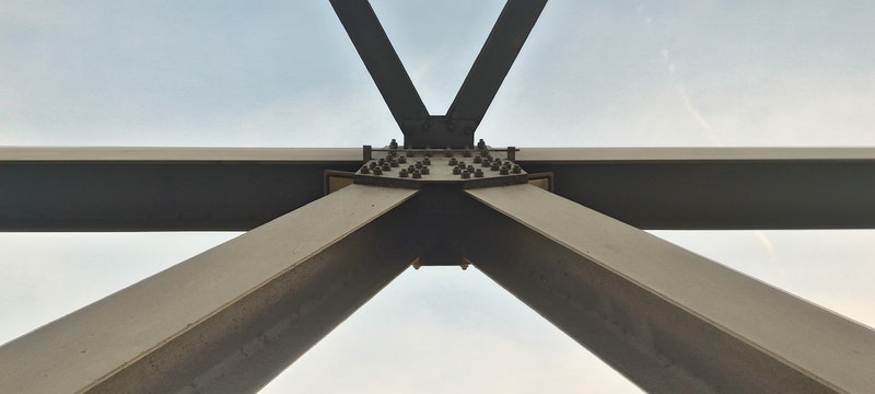steel ibeams connected for bridge trusses