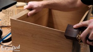 chamfer edges of drawer with hand plane