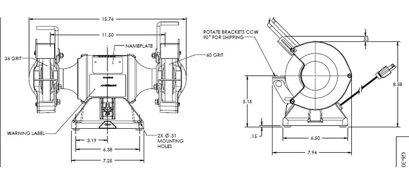 schematic of baldor bench grinder
