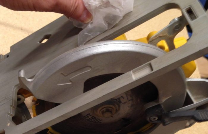 Rub wax paper on the bottom of your circular saw to help it glide over materials better
