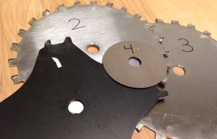 Number your dado blades so if you have to re-create a cut you will know which blades and shims were used.