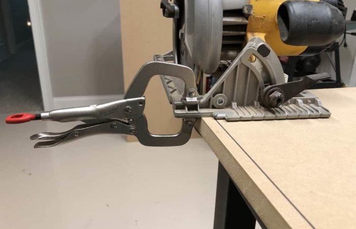 Use a clamp on your circular saw as a quick rip guide and it also provides an extra handle.