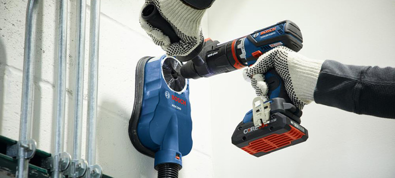 Professional drilling with a Bosch Flexiclick drill/driver.