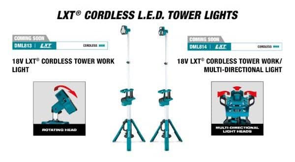 DML813 18V LXT Cordless Tower Work Light and DML814 18V LXT Cordless Tower Work/Multi-Directional Light
