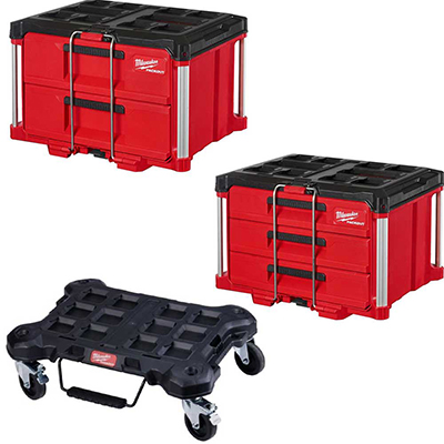 Milwaukee PACKOUT Drawers Tool Box Dolly Bundle