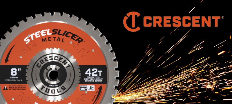 Crescent saw blade with sparks background