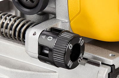 Depth selection knob on the DEWALT 20V MAX XR Cordless Biscuit Joiner.