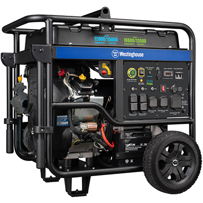 Westinghouse Outdoor Power Equipment 12,000-Watt Dual Fuel Generator.