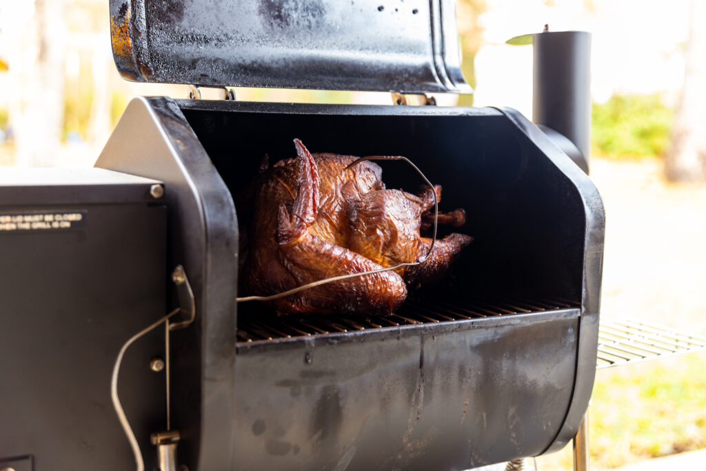 Turkey cooking on smoker
